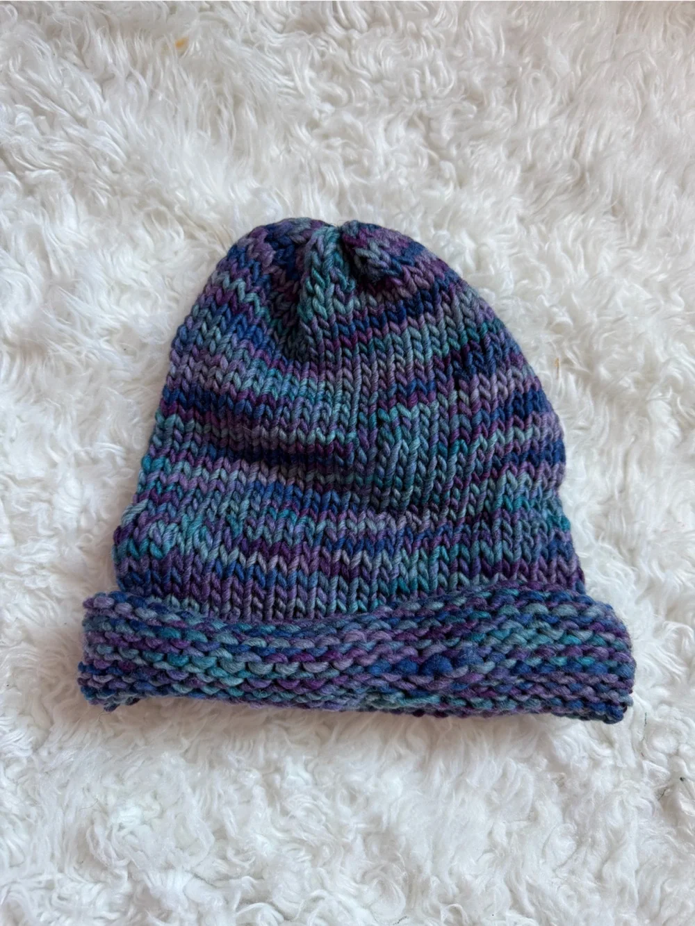 Handknit Beanie Hand dyed Merino Wool - Aurora